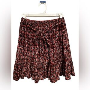 Zara Black and Pink Floral Mini Skirt